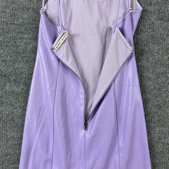 Alice Olivia Dress 6 Nelle Purple Vegan Faux Leather Mini Bodycon Party Sexy - Picture 10 of 15